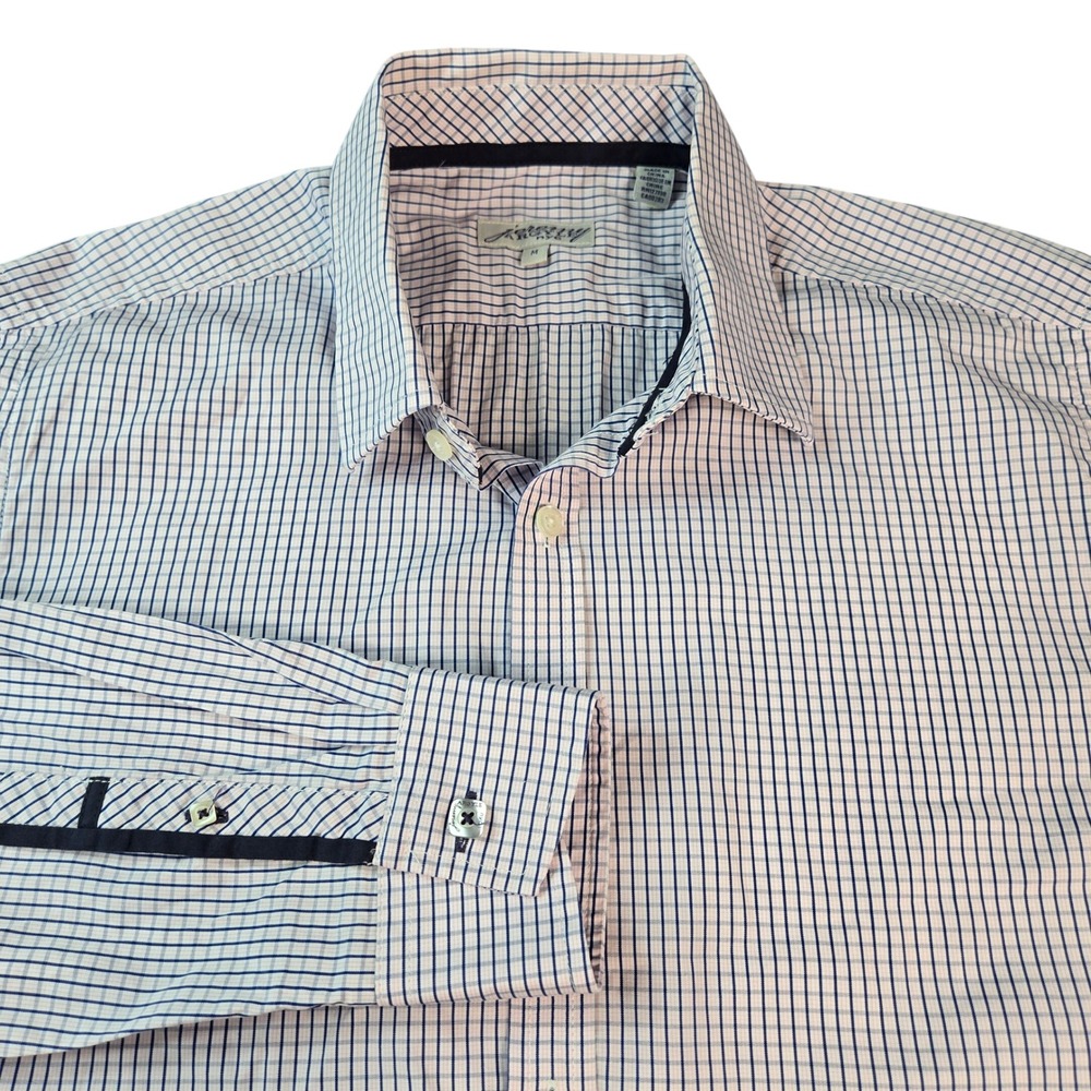 Jeremy Argyle NYC Mens Medium Button Down Shirt Tattersall Check Cotton 569F